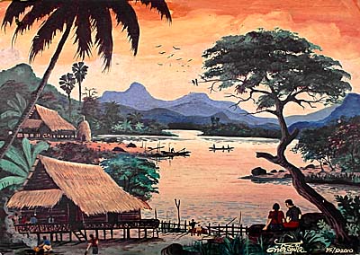 Idyllic Painting of a Mekong Scenery by Asienreisender